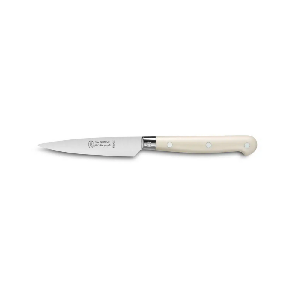 La Fourmi Paring knife, made in France with a white handle, at Clémentine Boutique