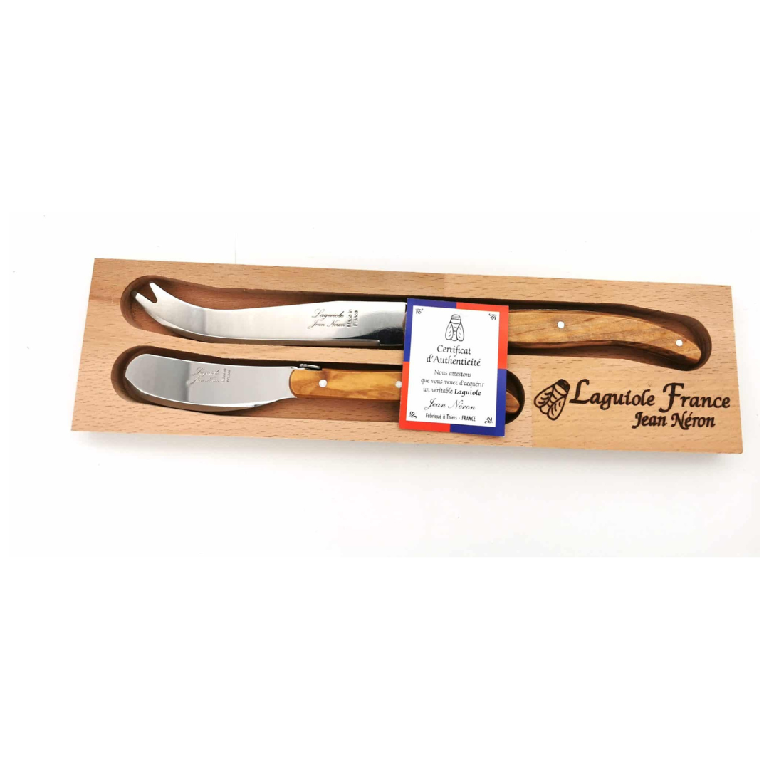 Laguiole ® French Cheese Knife Duo, Olive wood, made in France, Clementine Boutique