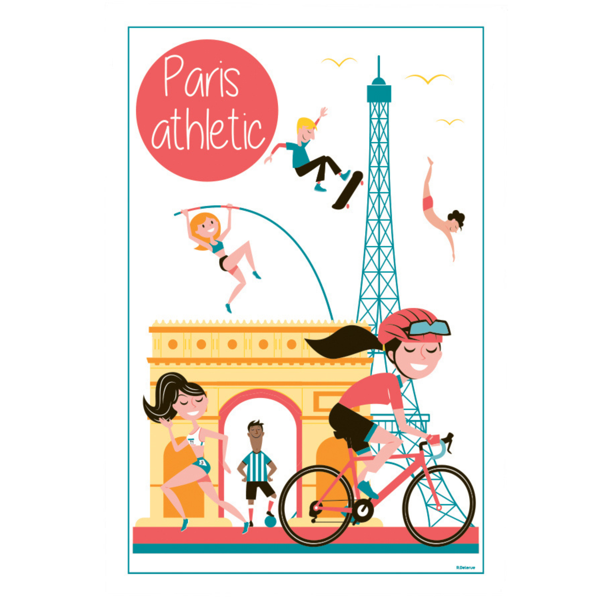 Paris Athletic Tea Towel Olympics Winkler Canada Made in France Clementine Boutique