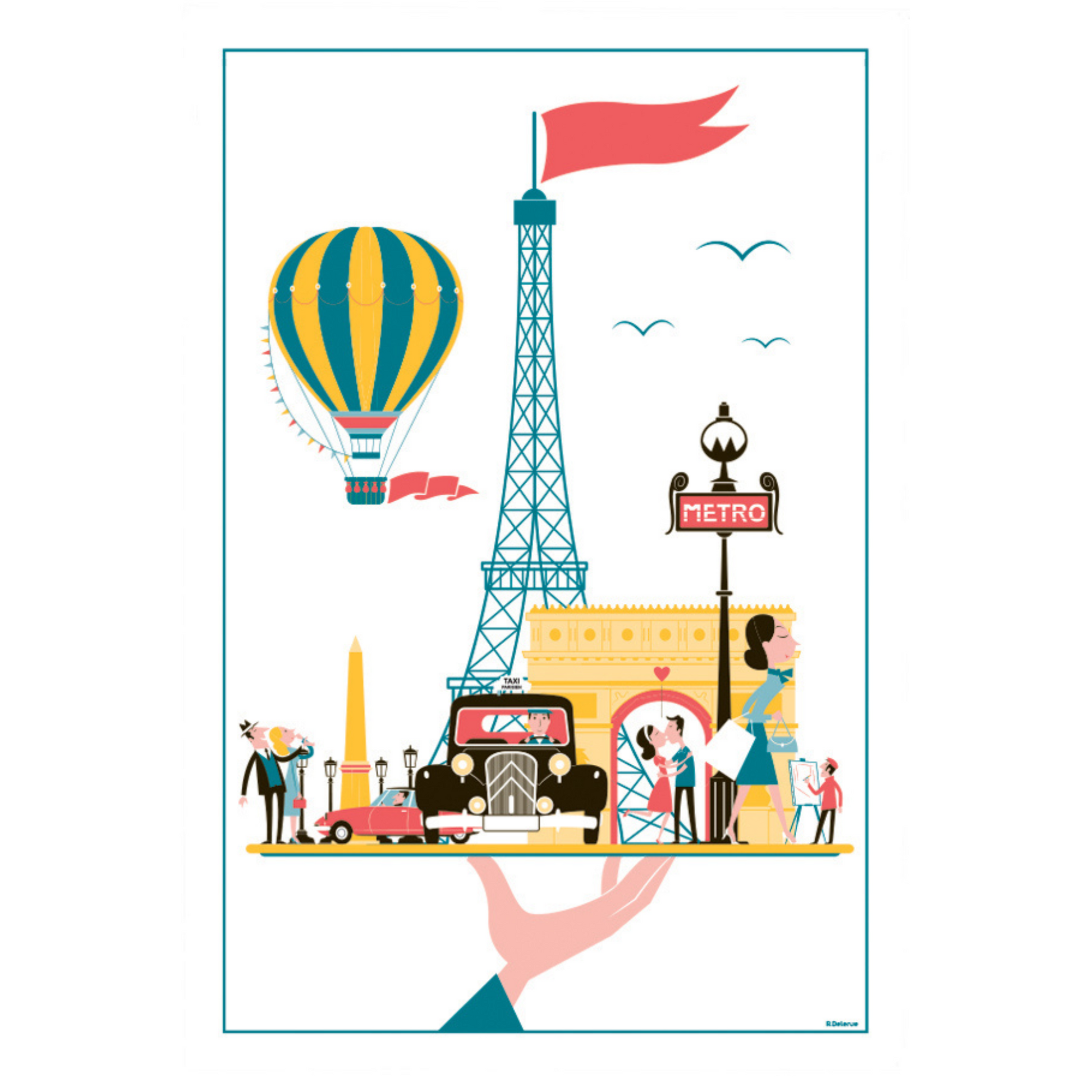 Paris on a Tray Tea Towel Made in France Winkler Canada Clementine Boutique