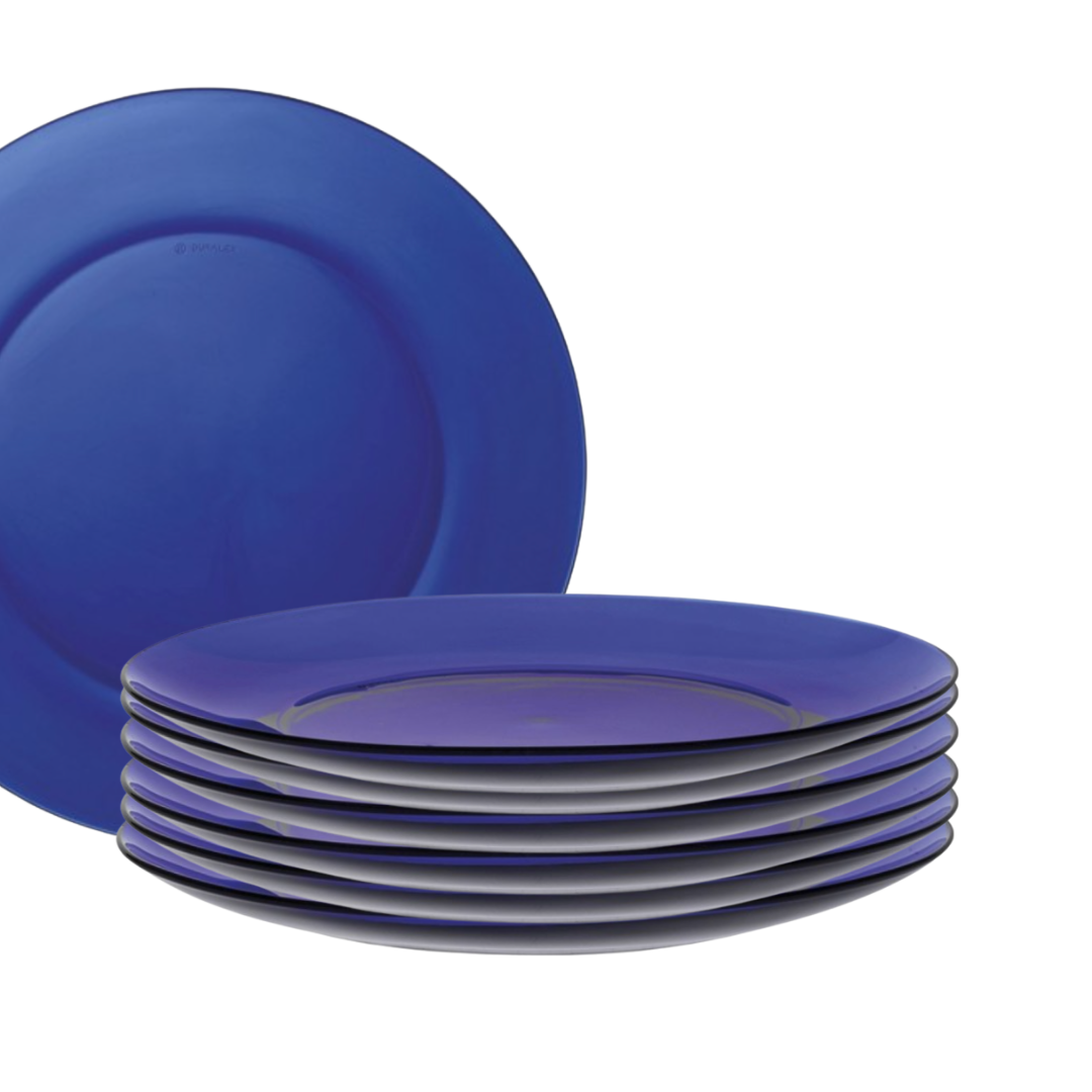 Duralex Canada Lys Sapphire Dinner Plate 23cm, Set of 6, tempered glass made in France Clementine Boutique