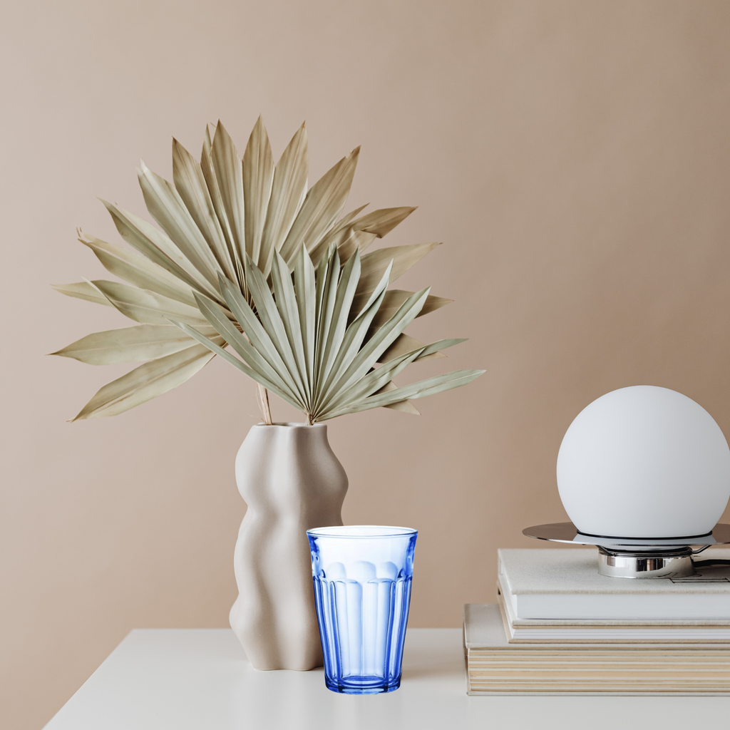 Decorative items around Duralex Picardie Marine Highball Glass colorful tumbler, Made in France