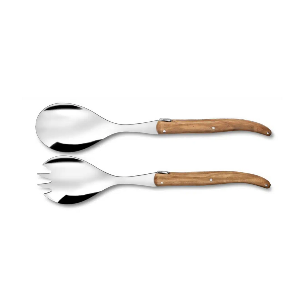 Laguiole Salad Server Set, Olive wood Handle, Made in France, Clementine Boutique Toronto