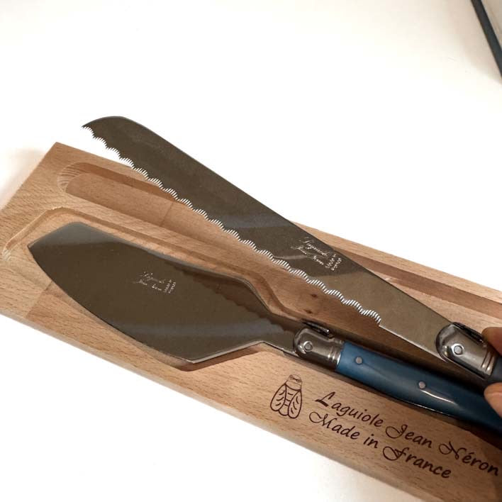 Laguiole Cake slicer and bread knife Set - Pastel Blue