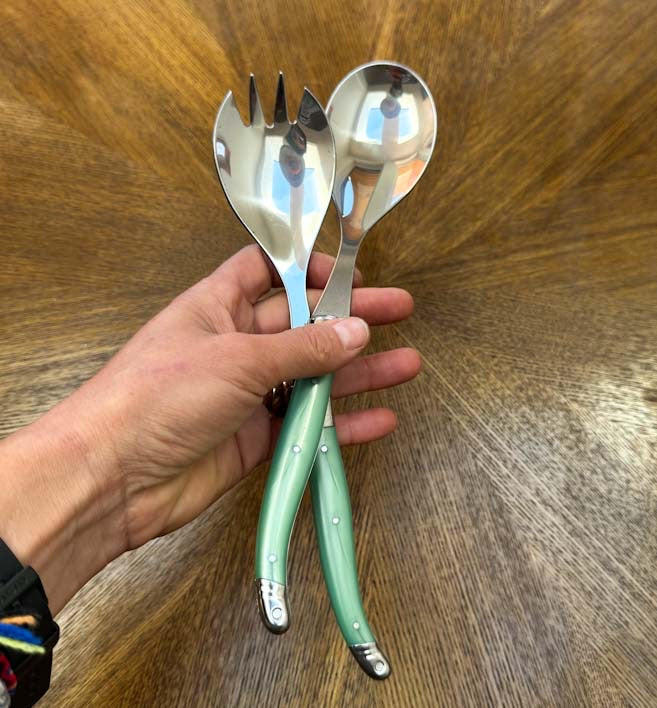 Laguiole Salad Server Set – Pastel Green | Made in France