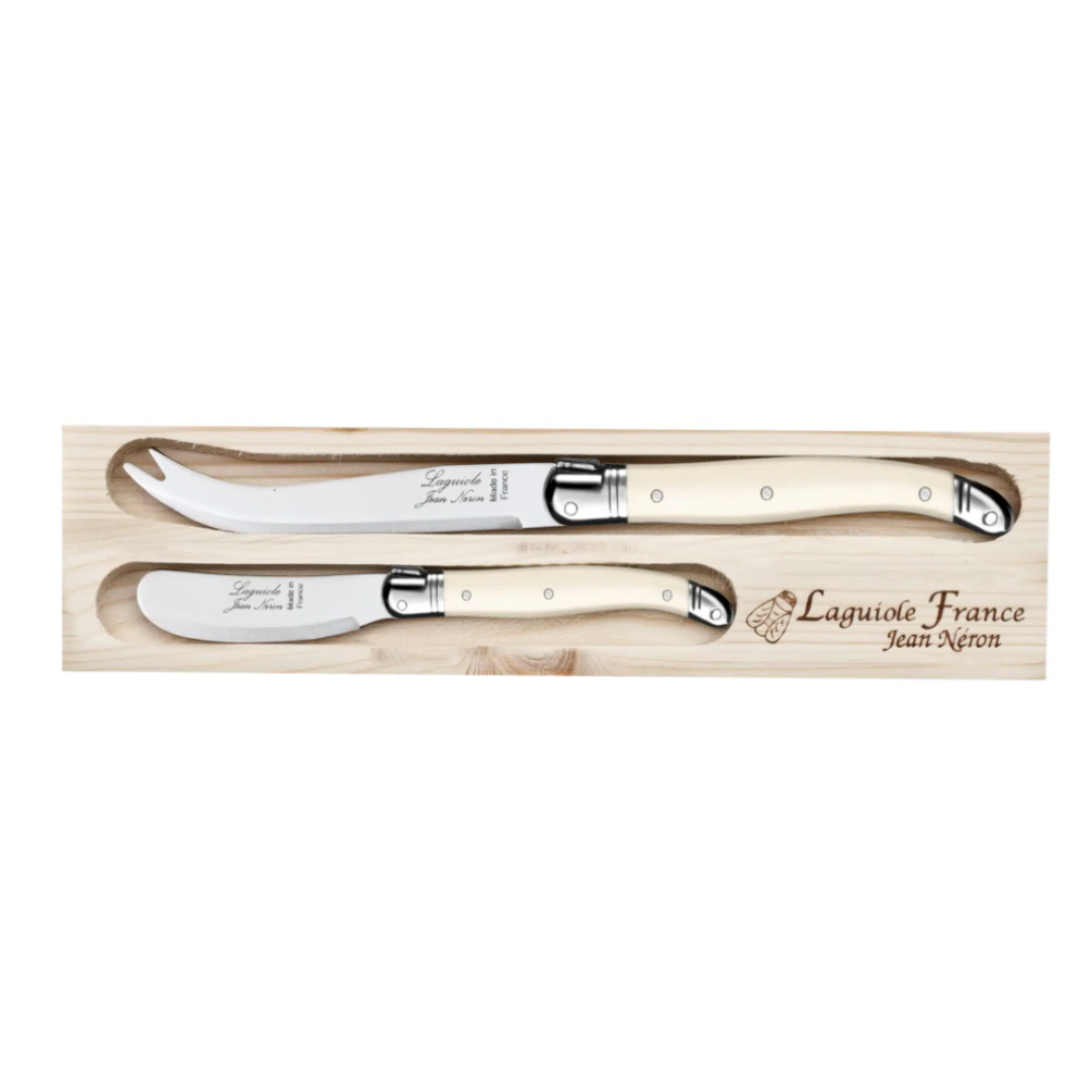 Laguiole ® Cheese Knife Duo, Cream Handle Made in France Clementine Boutique