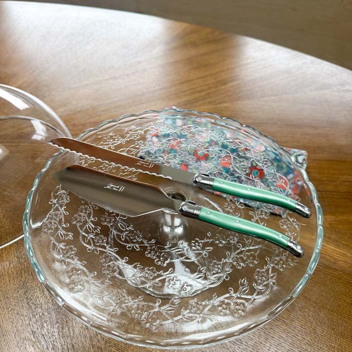 Laguiole Cake slicer and bread knife Set - Pastel Green
