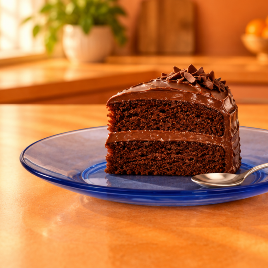 Duralex Lys Marine dessert plate with chocolate cake