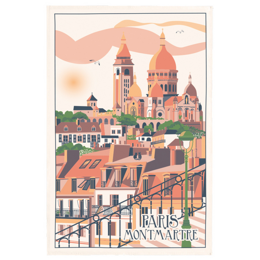 Montmartre Village Tea Towel, made in France, Winkler Canada at Clementine Boutique