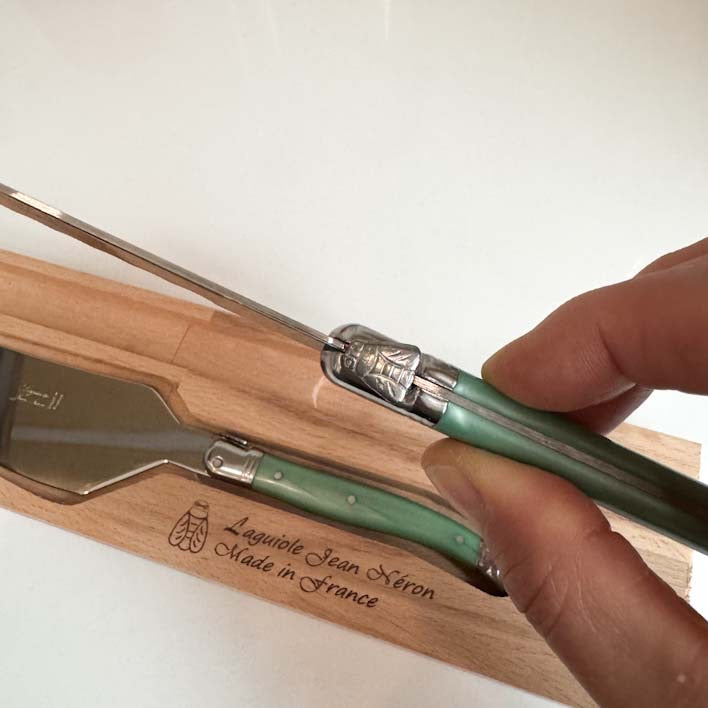 Laguiole Cake slicer and bread knife Set - Pastel Green