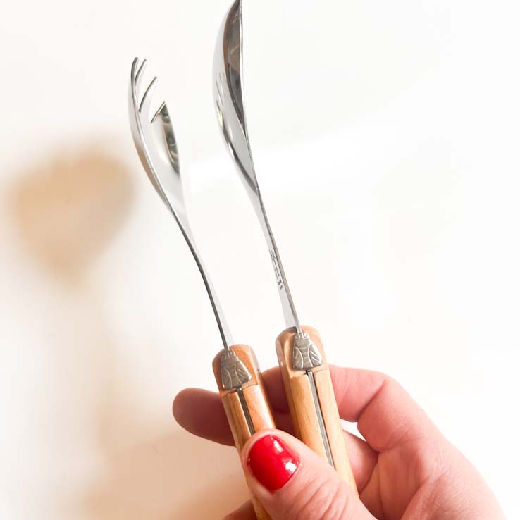 Laguiole Salad Server Set, Olive wood Handle, Made in France, Clementine Boutique Toronto