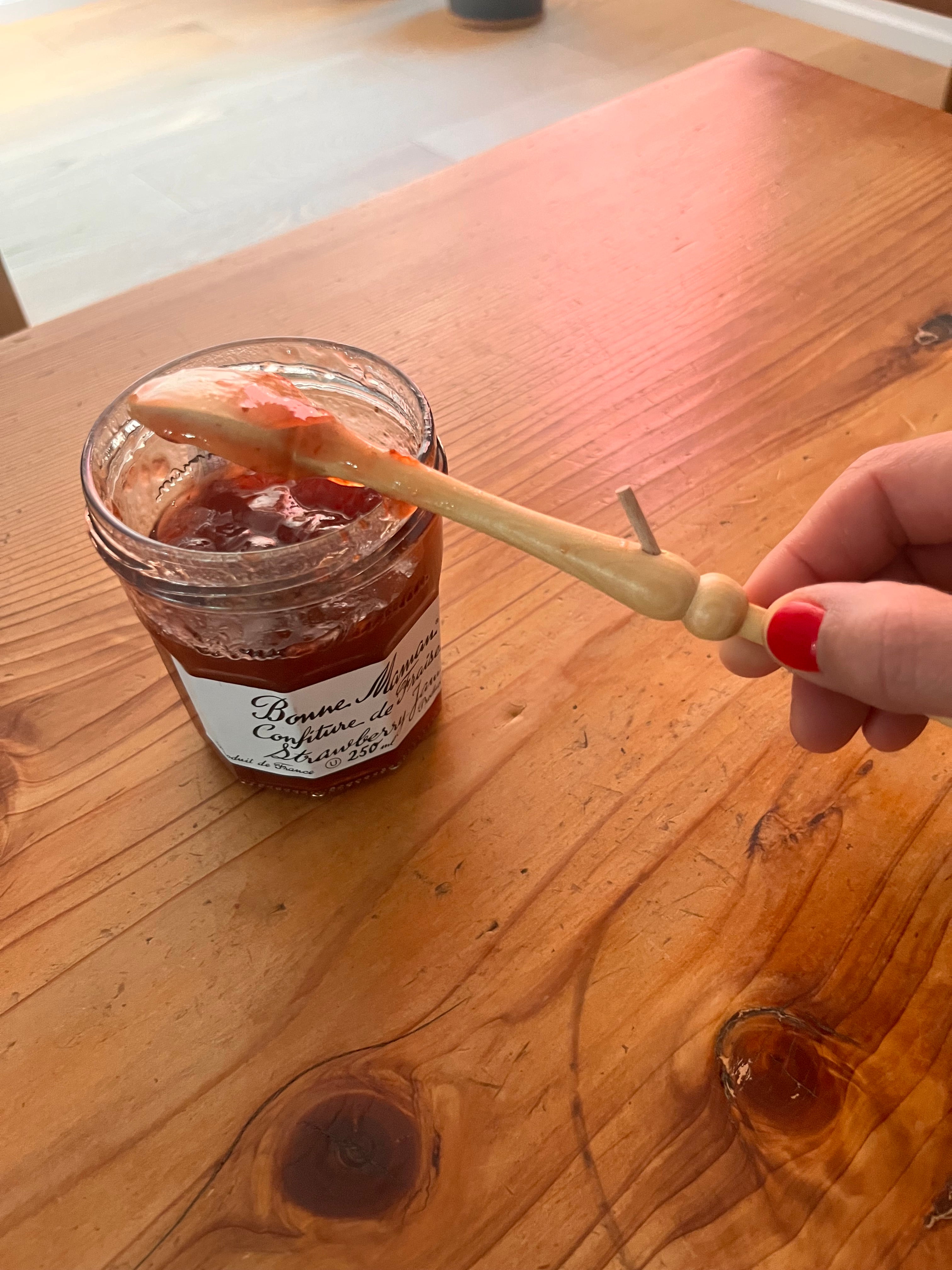 Jam spoon with tenon spoon rest in Boxwood