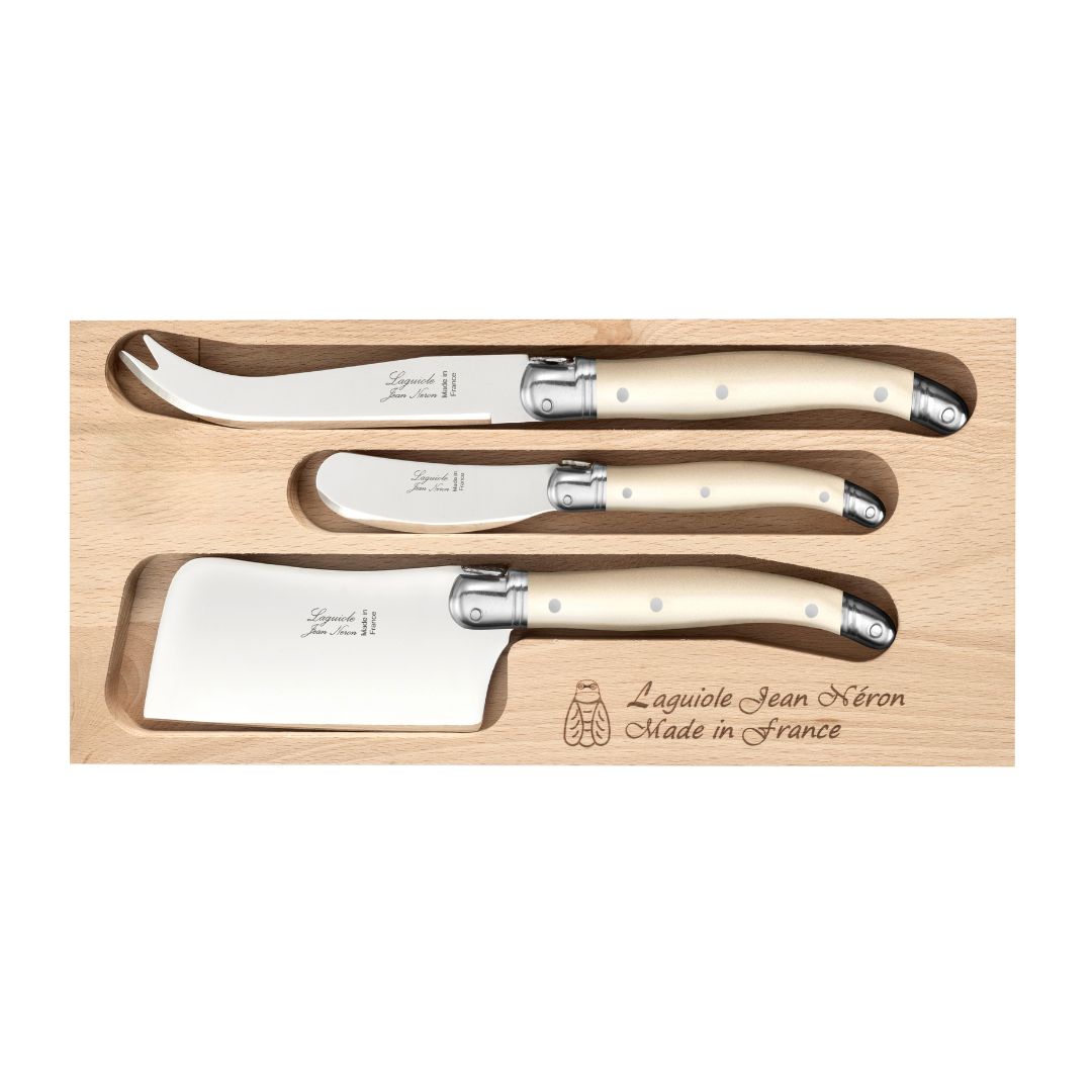 Laguiole ® Cheese Knife Trio, Ivory Handle, Made in France Jean Neron, Clementine Boutique