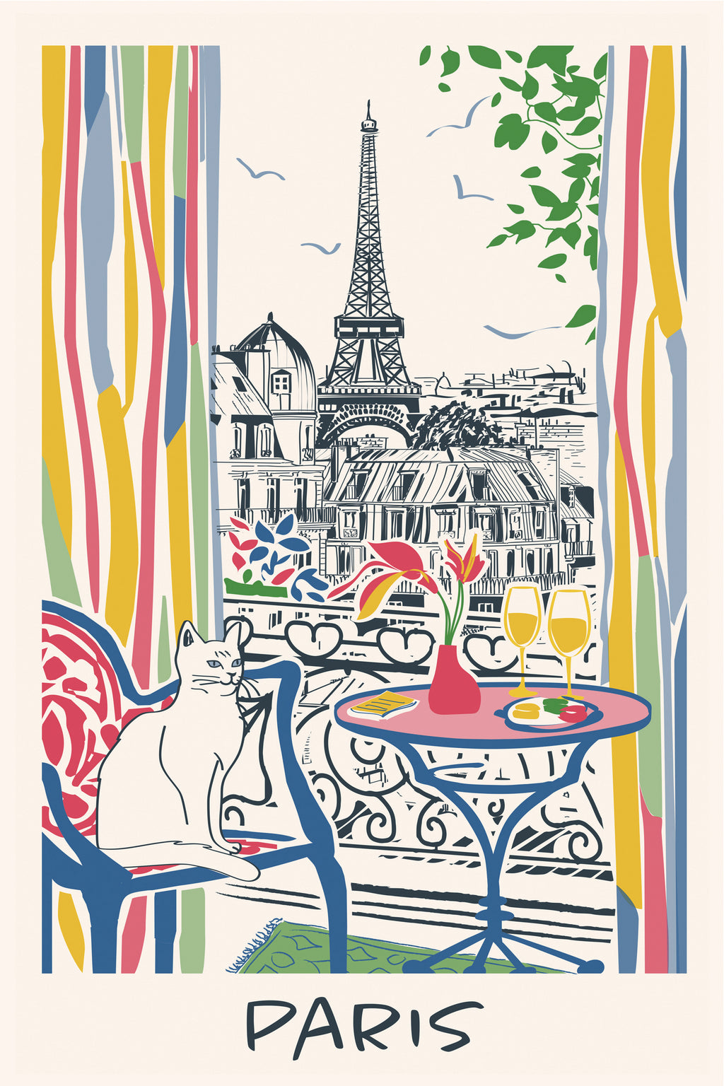 Torchon Fenêtre sur Paris – Ecru (Window on Paris French Tea Towel, 48 x 72 cm) by Winkler Made in France Clementine Boutique