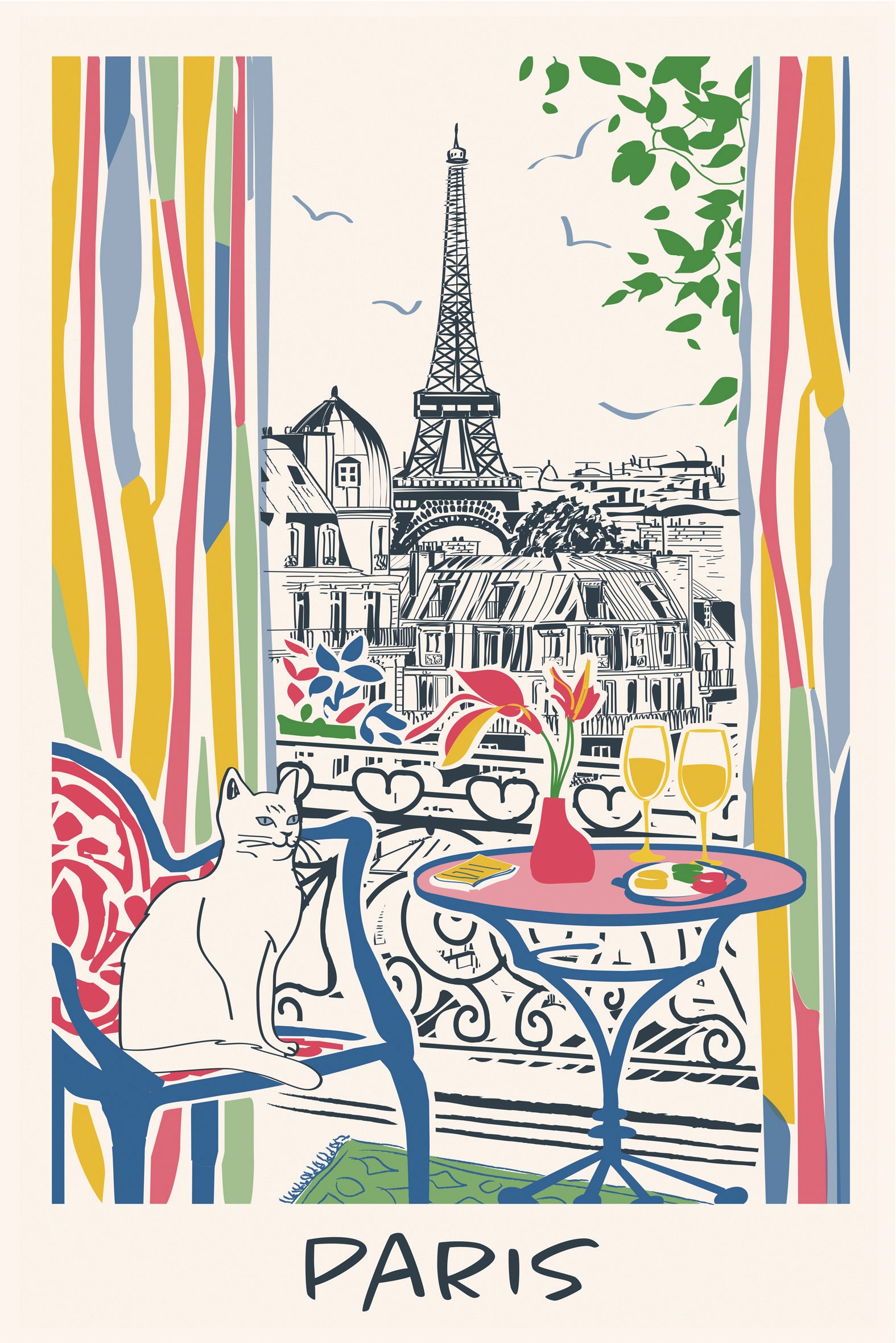 Torchon Fenêtre sur Paris – Ecru (Window on Paris French Tea Towel, 48 x 72 cm) by Winkler Made in France Clementine Boutique