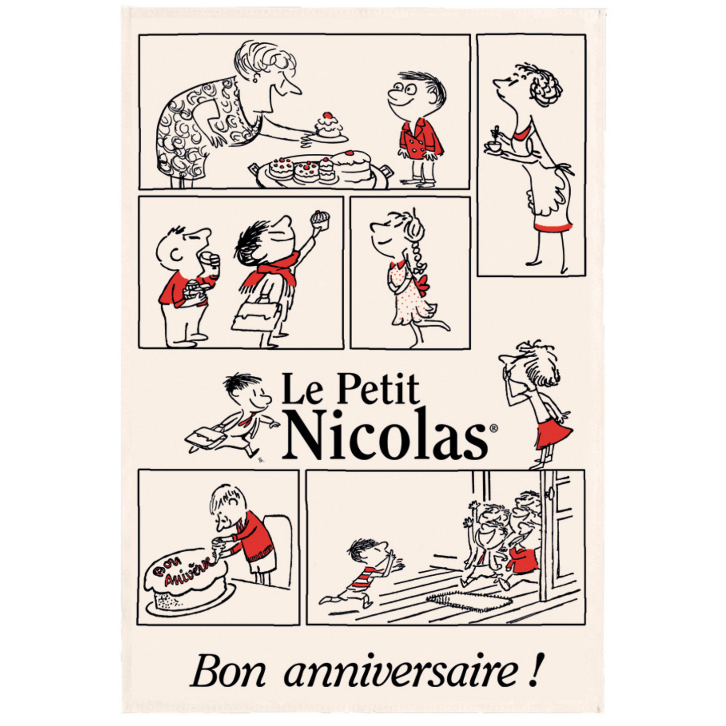 Little Nicolas Bon anniversaire Tea towel Winkler Made in France Clementine Boutique