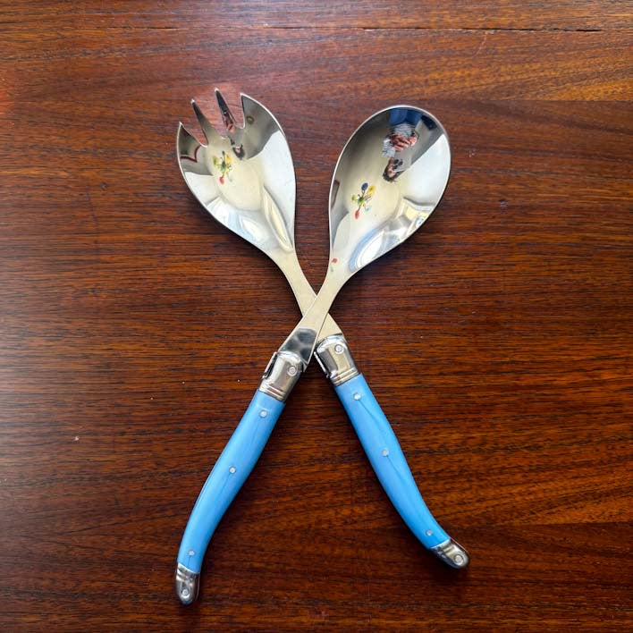 Laguiole Salad Server Set – Pastel Blue | Made in France