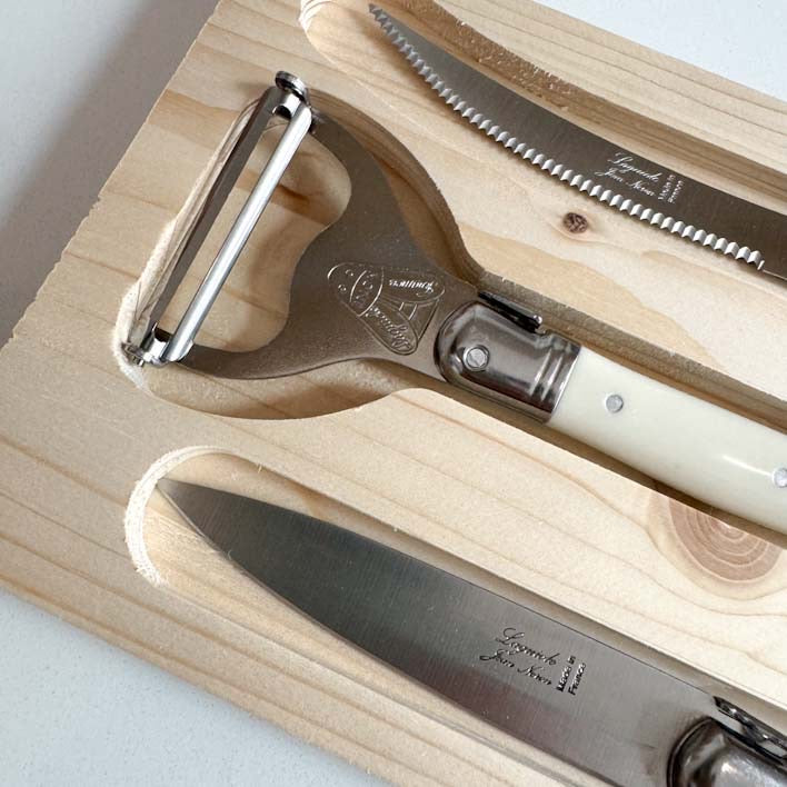 Laguiole Peeler, Tomato and Office knife set - Off-White
