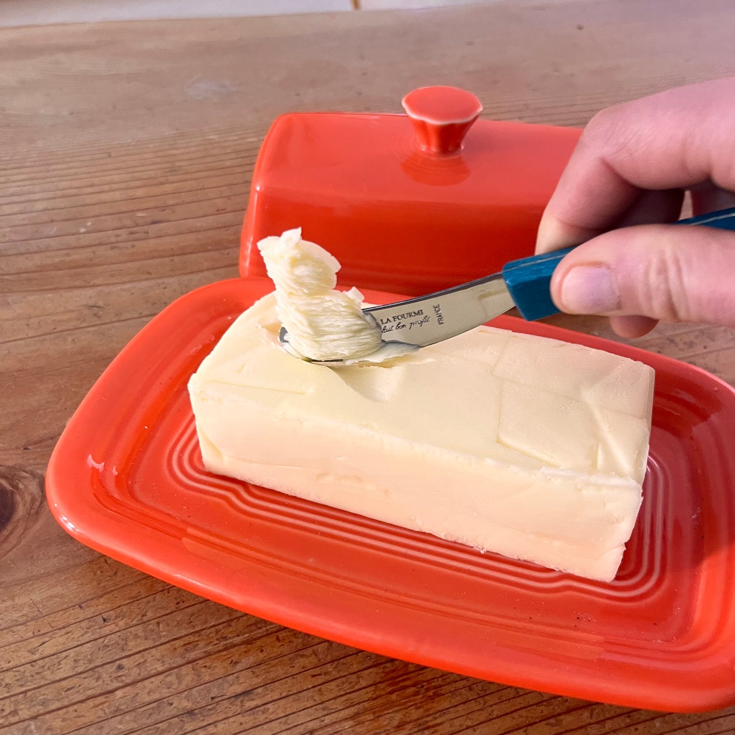 Butter knife, beechwood blue handle