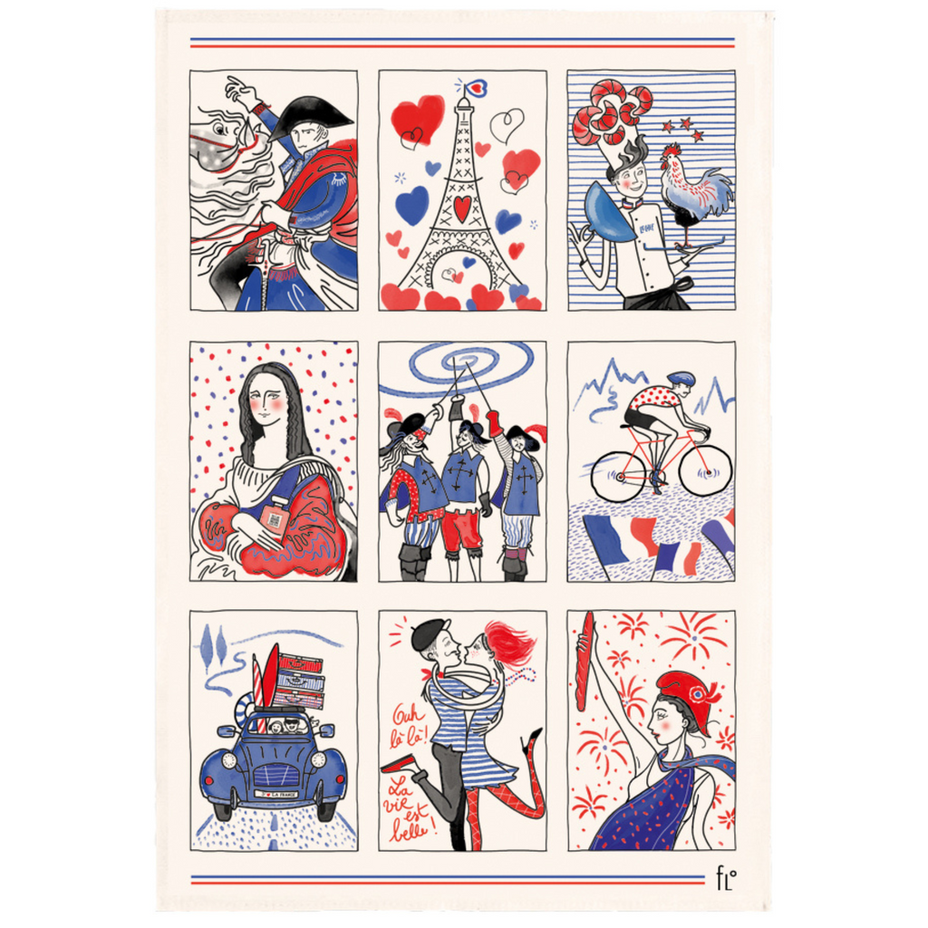 French Symbols Tea Towel Tricolours Made in France Winkler Canada Clementine Boutique