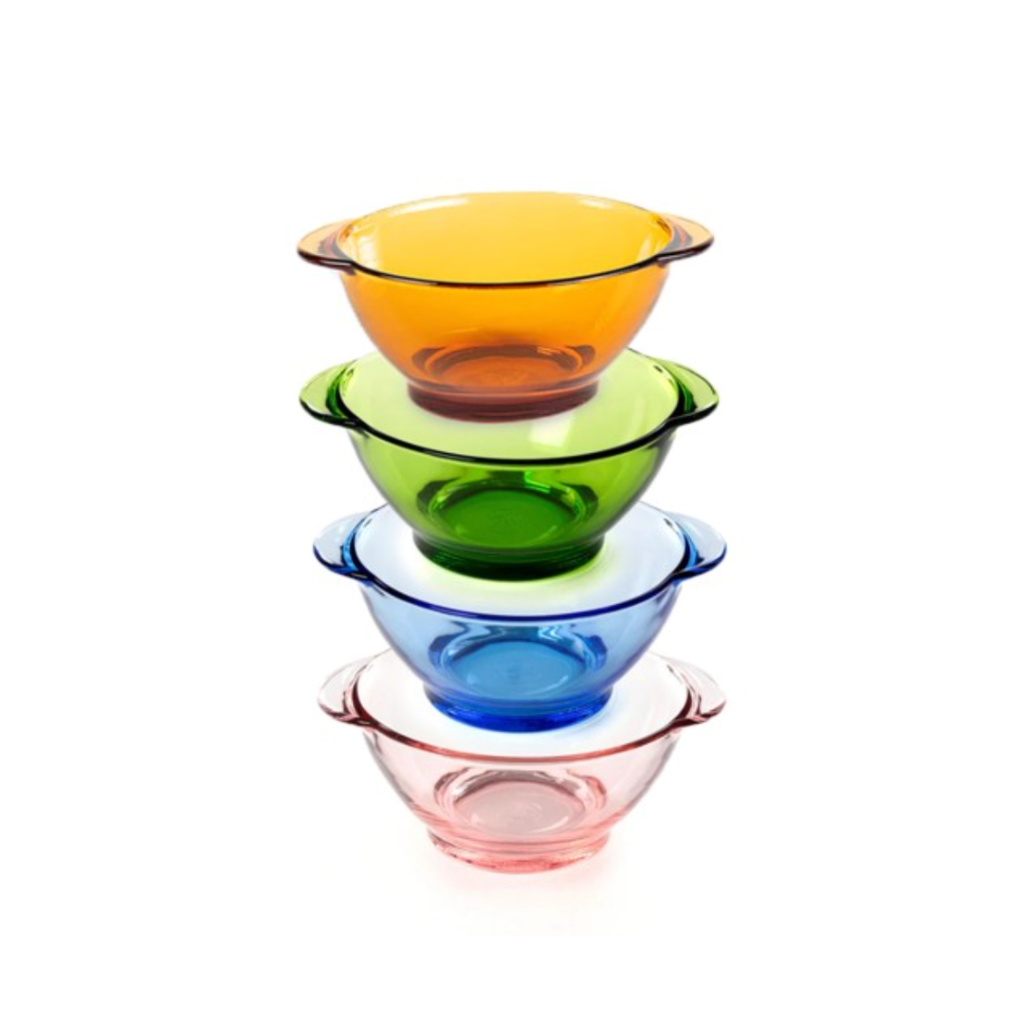 Lys Colored Glass Bowls with Handles – Set of 4 | Made in France