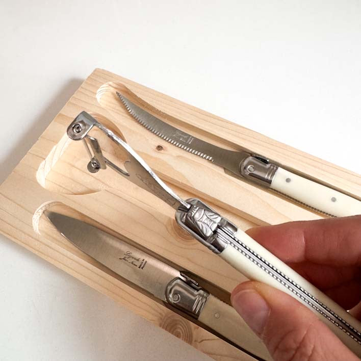 Laguiole Peeler, Tomato and Office knife set - Off-White