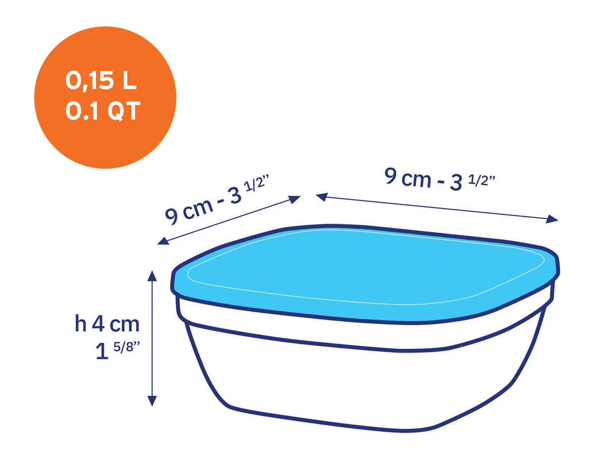 Lys Freshbox Square Glass Bowl with Frosted Lid 15cl (0.1qt)