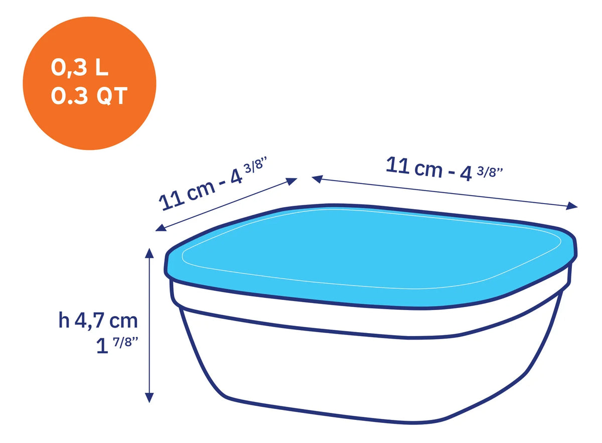 Lys Square Glass Bowl with Frosted Lid 28cl (0.3qt)