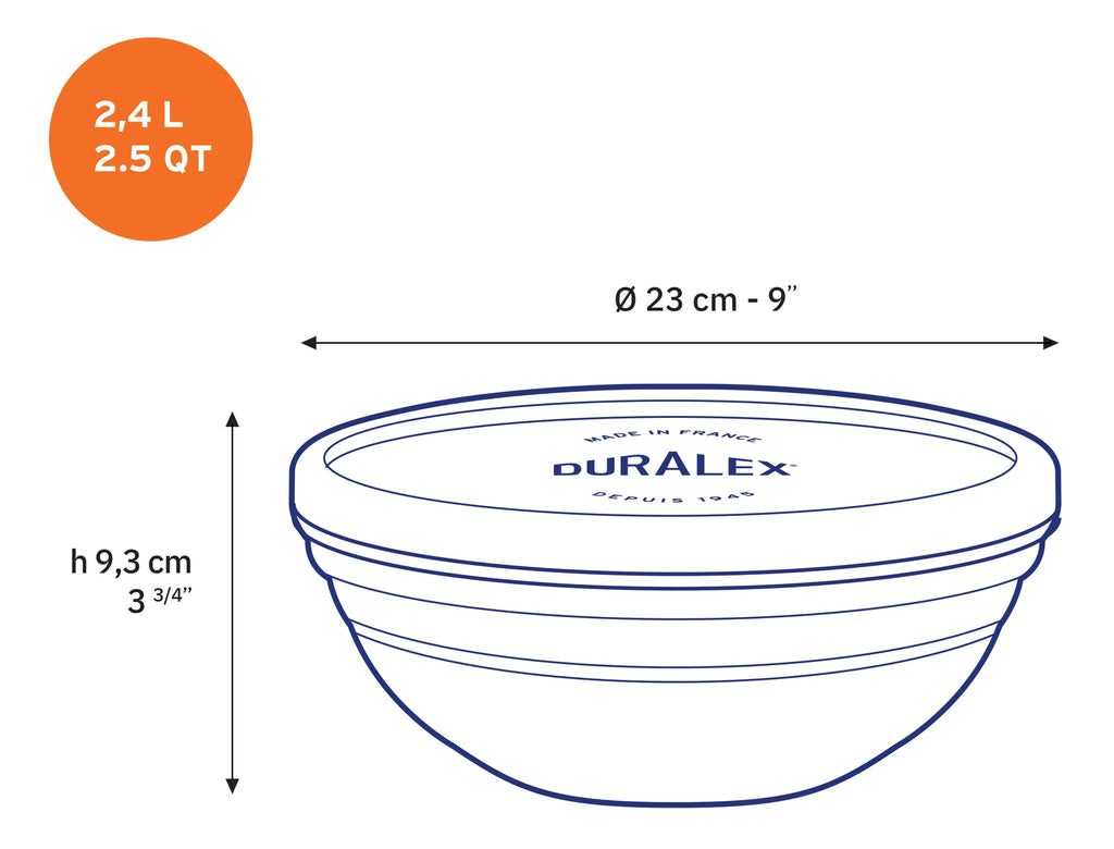 Gigogne Large Glass Mixing Bowl 2.4L (2.5 qt)
