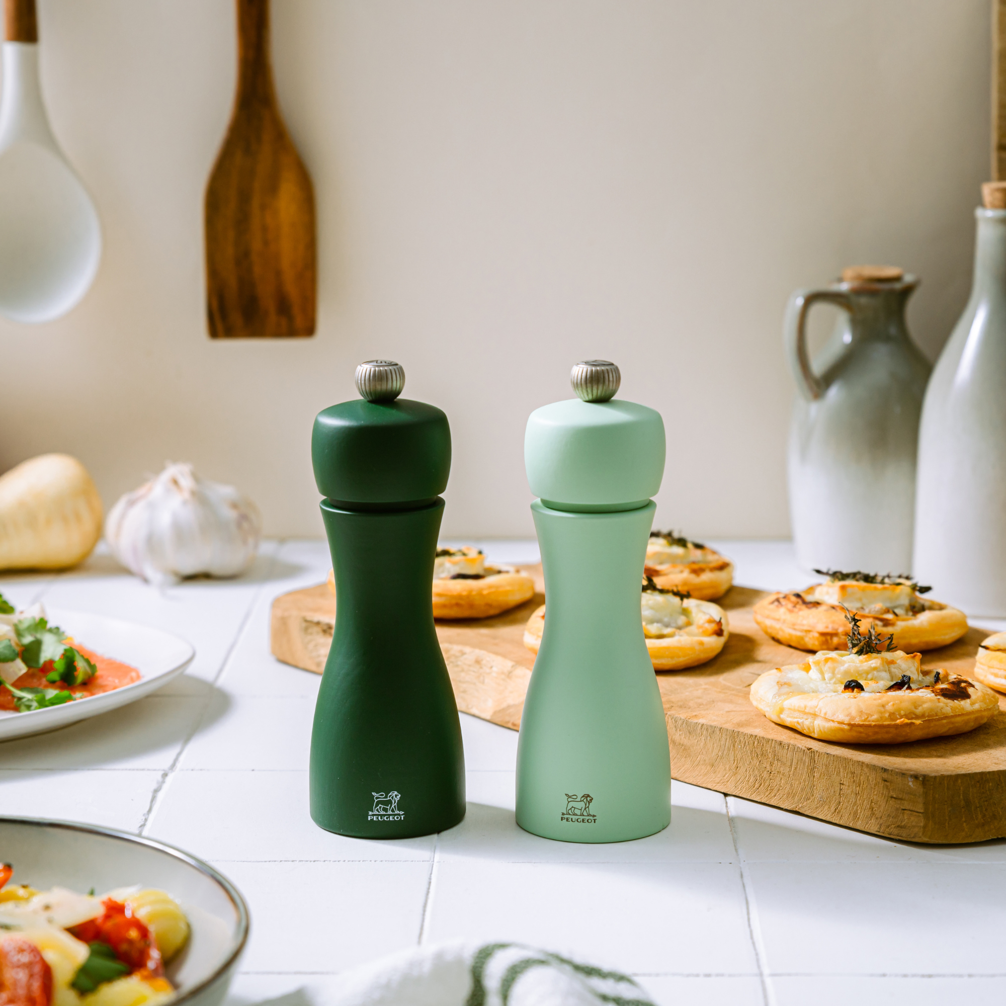 Peugeot Canada Tahiti Duo Salt & Pepper Mill, Water Set, Moss Green & Mint Green Clementine Boutique