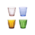 Duralex Canada Picardie Tumbler Assorted Color set: pink, blue, yellow, green on a white background