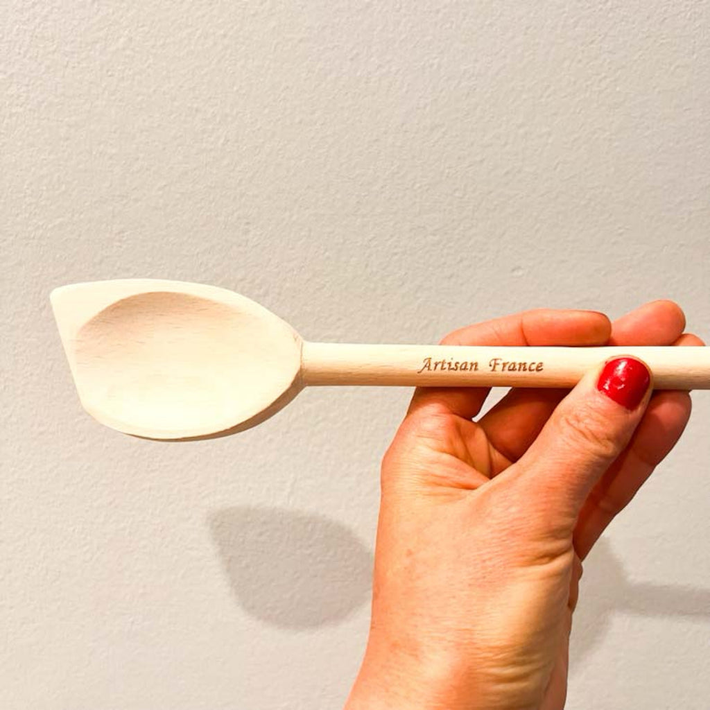 Corner Pointed Cooking Spoon in Beechwood 30 cm Artisan France Clementine Boutique Toronto