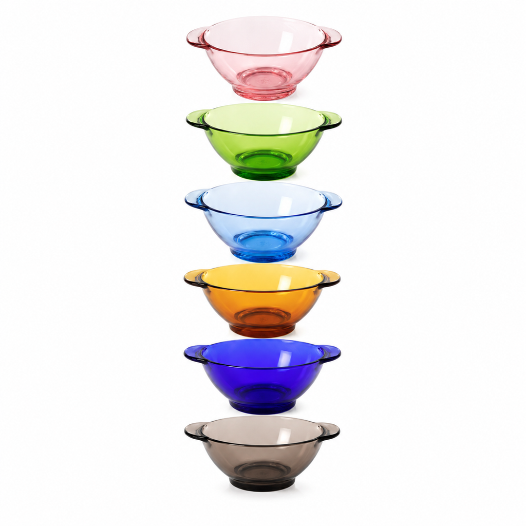 Lys Colored Glass Bowls with Handles – Set of 6 | Made in France