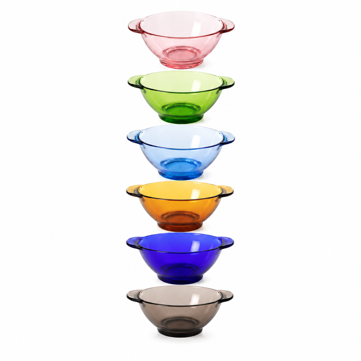 Lys Colored Glass Bowls with Handles – Set of 6 | Made in France