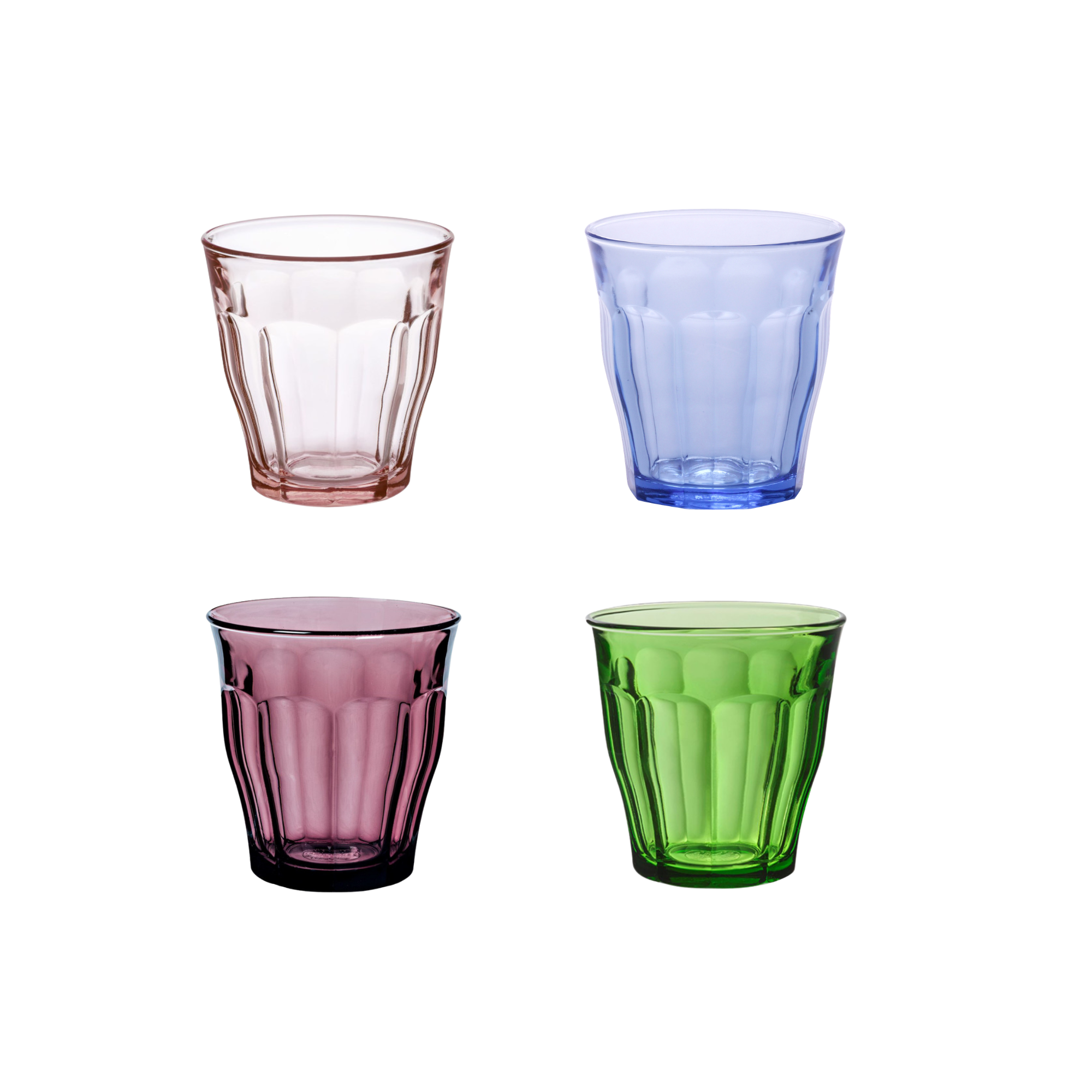 Duralex Canada Picardie Color Mix Pink Purple Blue Green tumbler set x 4 at Clementine Boutique
