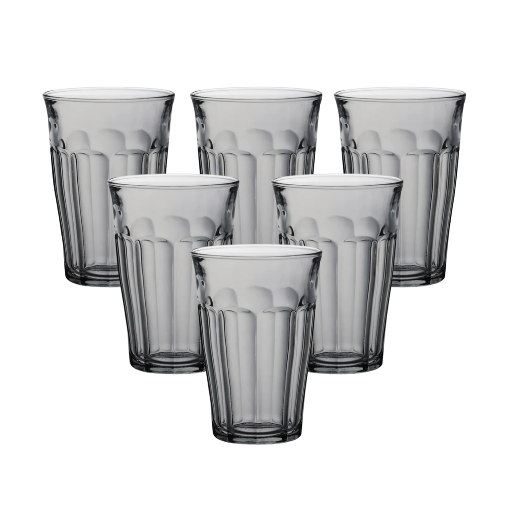 Duralex Picardie Grey 36cl Tumblers – Set of 6 | Made in France | Durable Highball Glasses for Everyday Use