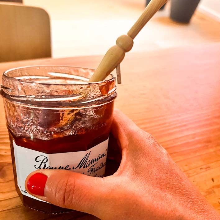 Jam spoon with tenon spoon rest in Boxwood