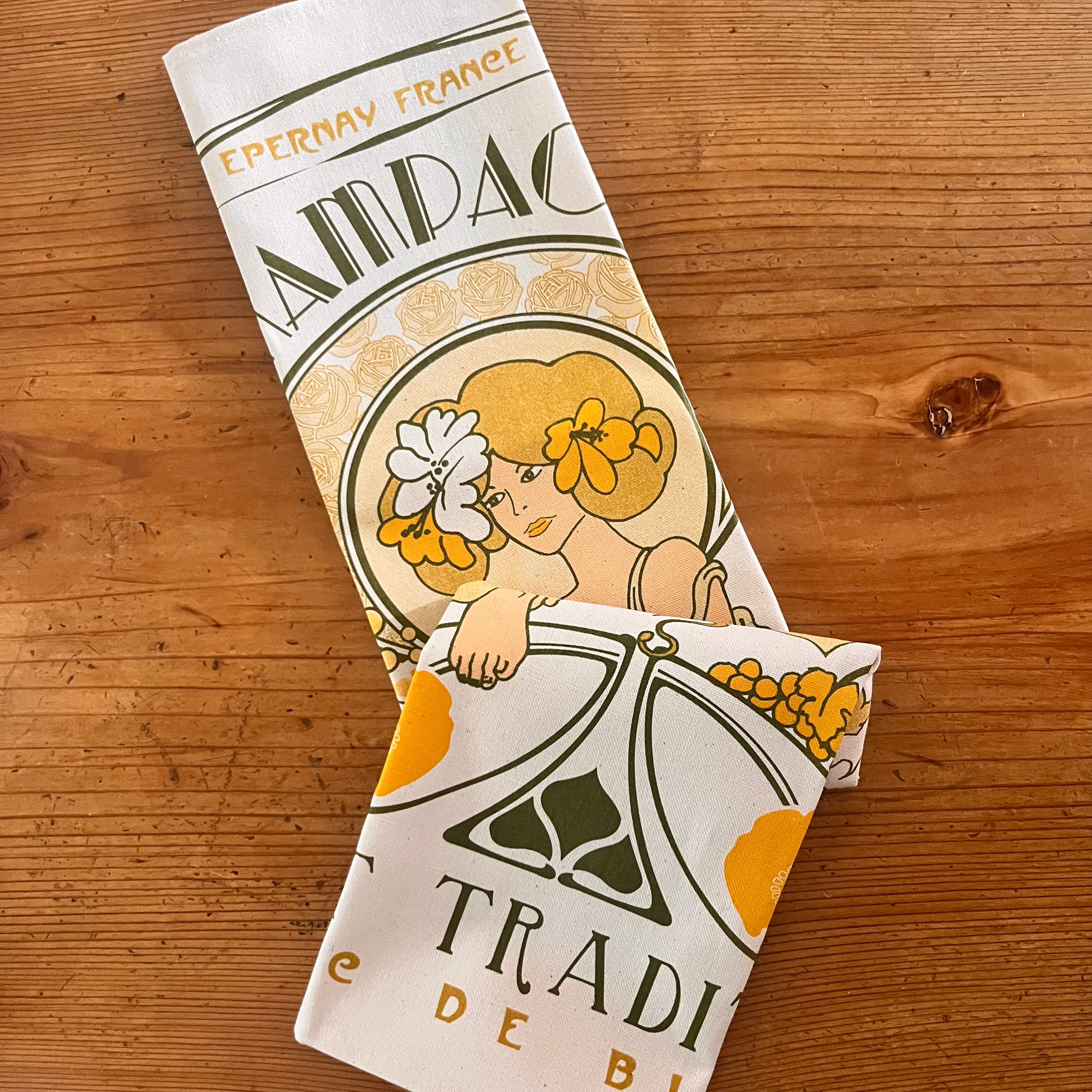 Champagne Art Deco Tea towel