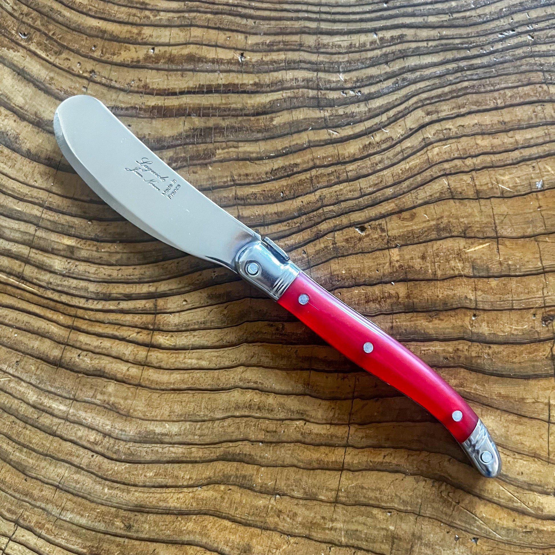 Laguiole Butter Knife by Jean Neron, Red, Made in France, Clementine Boutique