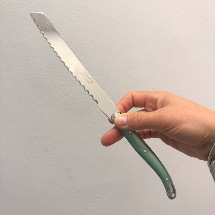 Laguiole Bread knife with Pastel Green Handle 