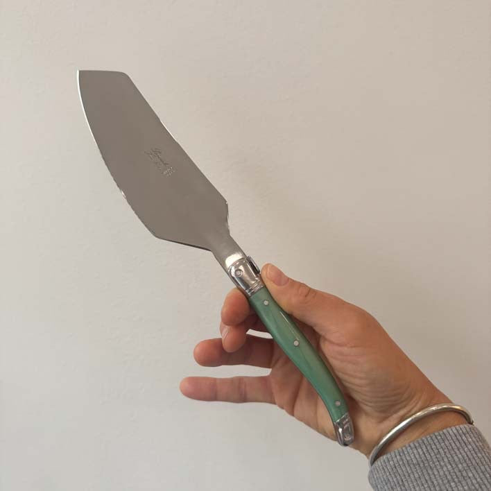Laguiole Cake Slicer Pastel Green Handles with bee detail