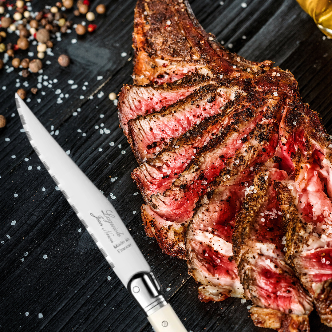 Laguiole ® Steak Knives, Set of 6 - Ivory Handle, Jean Neron made in France Clementine Boutique