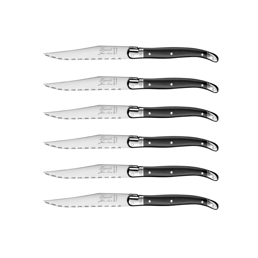Laguiole ® Steak Knives, Set of 6 - Black Handle, Jean Neron Made in France, Clementine Boutique