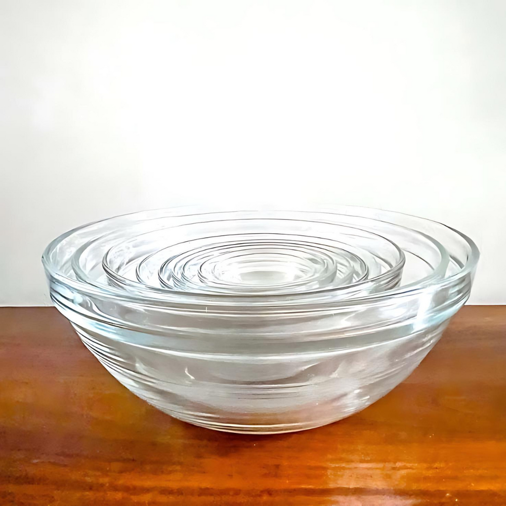 Duralex Canada Lys Set of 9 stackable mixing bowls, tempered glass at Clementine Boutique Made in France