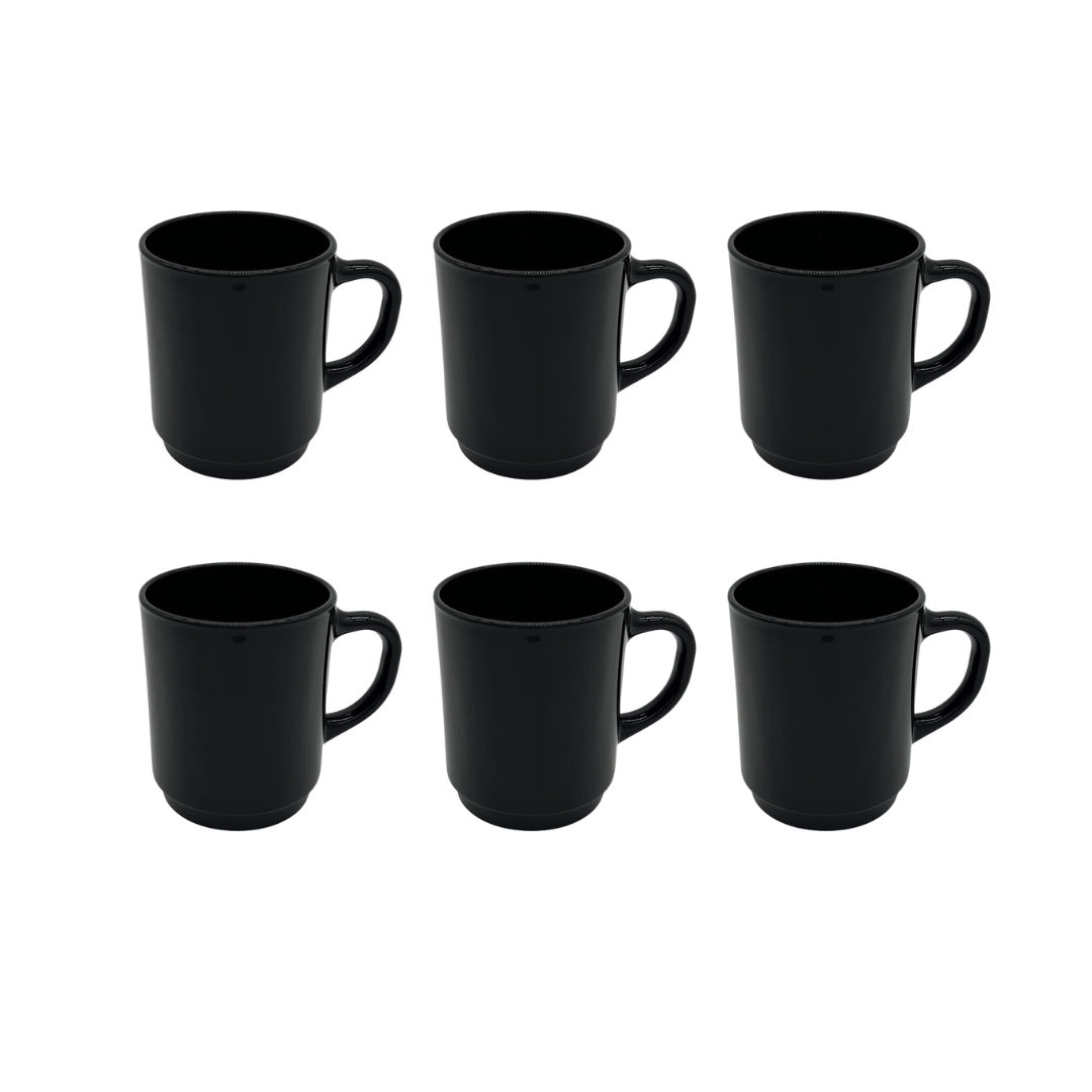 Duralex Versailles Black Glass Mug set on a white background