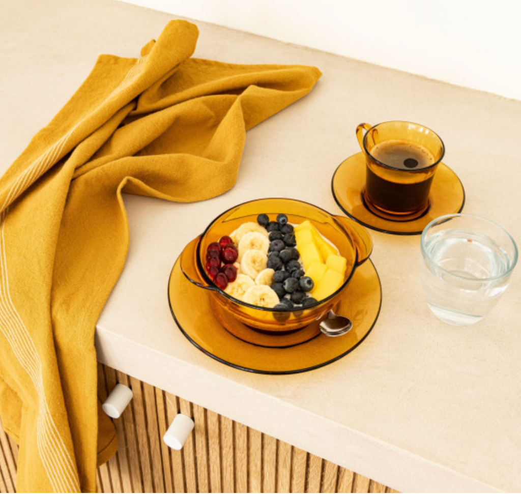 Lys Amber Glass Bowl with Handles – 510ml | Made in France