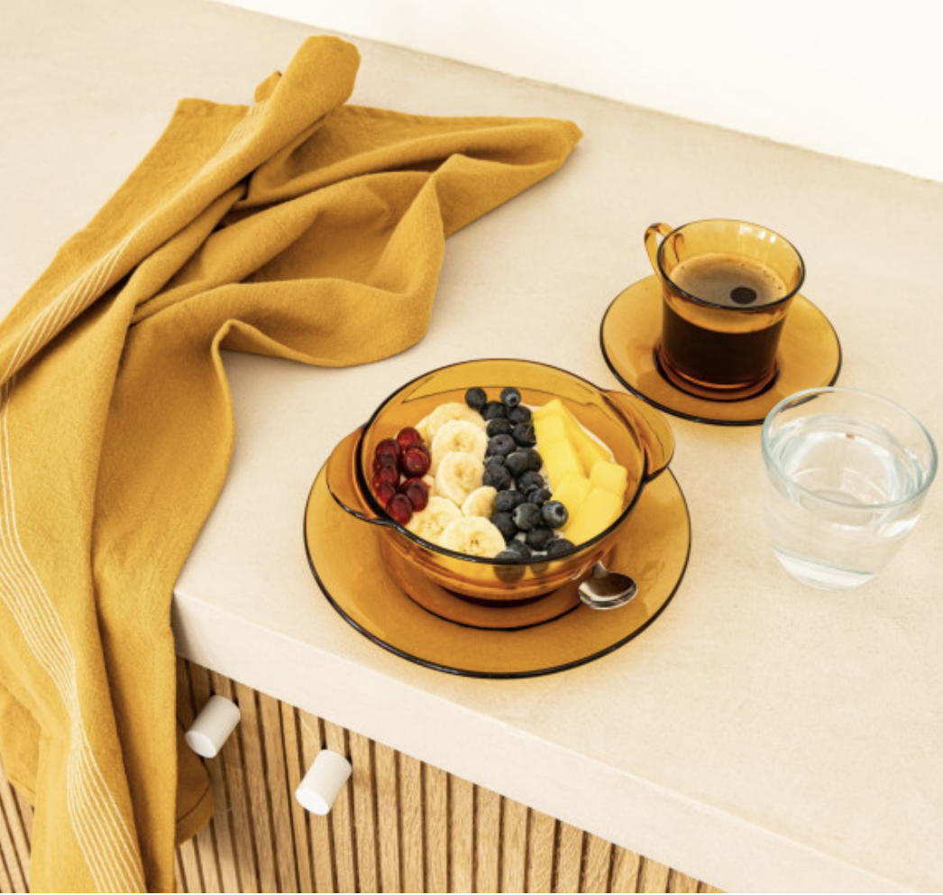 Lys Amber Glass Bowl with Handles – 510ml | Made in France
