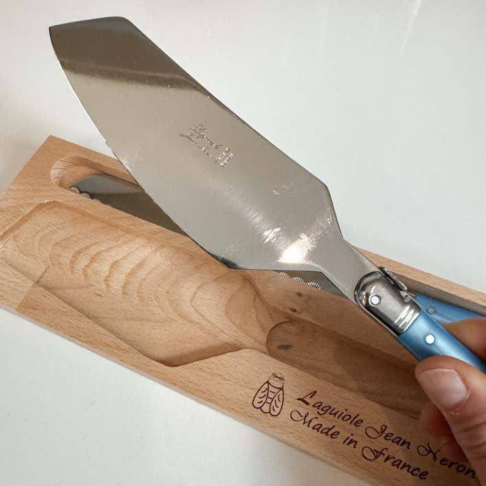 Laguiole Cake server with Blue Handle Clementine Boutique Made in France