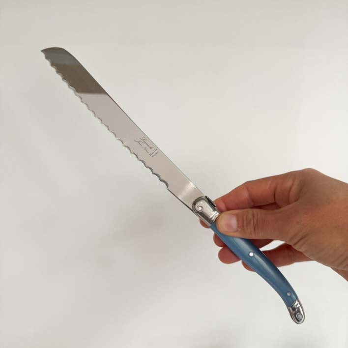 Laguiole Bread Knife with blue handle Clementine Boutique Made in France
