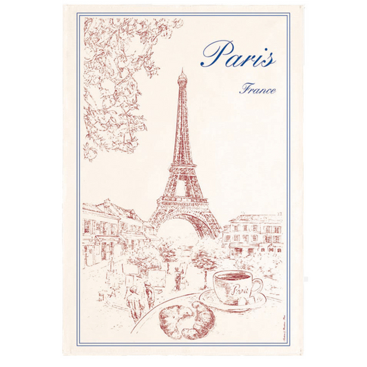 Paris Sepia Postcard Tea Towel Made in France Winkler Canada Clementine Boutique